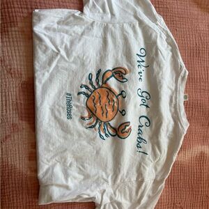White Graphic Tee with Crab Design